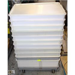 CART / BIN DOLLY W/ 11 ASSORTED EXTENSIONS