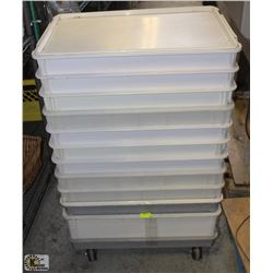 CART / BIN DOLLY W/ 11 ASSORTED EXTENSIONS