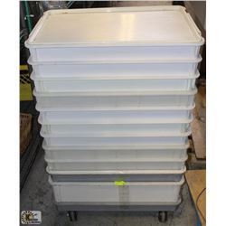 CART / BIN DOLLY W/ 11 ASSORTED EXTENSIONS