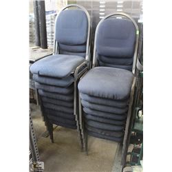 LOT OF 17 BLUE PADDED STACKABLE CHAIRS