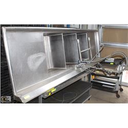 3-WELL S/S COMMERCIAL SINK W/ RUNOFFS & PRE-RINSE