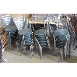 LOT OF 32 GREEN PADDED METAL RESTAURANT CHAIRS