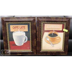 PAIR OF FRAMED "COFFEE" PRINTS, 17 X 20