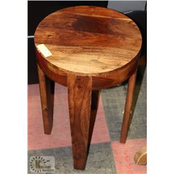 WOOD SIDE TABLE, 15" DIAMETER X 23" TALL
