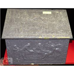 DECORATIVE HEARTH STORAGE BOX.