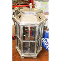 FAUX BARNWOOD DECORATIVE LANTERN, 25" TALL