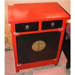 ORIENTAL STYLE RED & BLACK 2 DOOR 2 DRAWER
