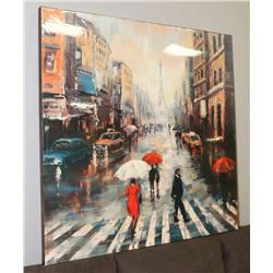PARIS RAINY CITY STREET PICTURE, 40 X 40