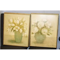 PAIR OF FLOWER WALL ART, 17 X 22