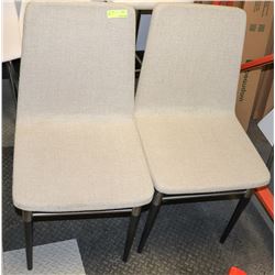 PAIR OF BEIGE FABRIC SHOWHOME SIDECHAIRS.FURNITURE