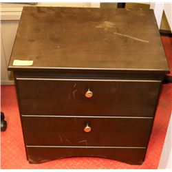 WOOD TONE 2 DRAWER NIGHT STAND. FURNITURE