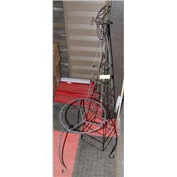 WROUGHT IRON VINE STAND AND WROUGHT IRON