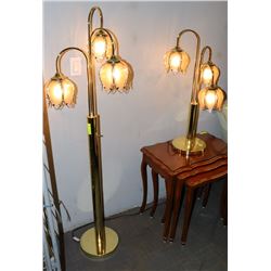 BRASS FLOOR LAMP WITH MATCHING TABLE LAMP