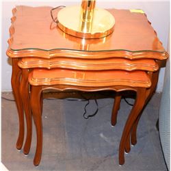 SOLID WOOD 3 PC NESTING TABLE SET