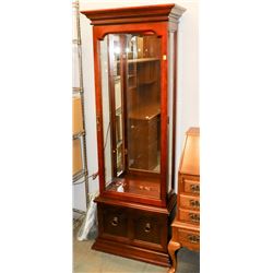 SOLID WOOD CURIO CABINET WITH LIGHT.