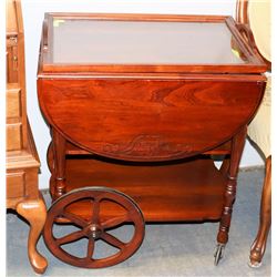 SOLID WOOD DOUBLE DROP LEAF TEA CART