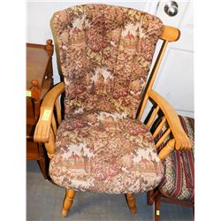 SOLID OAK SWIVEL ARMCHAIR. FURNITURE