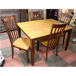 WOOD TABLE & 4 HIGHBACK CHAIR SET, 36 X 48 X 30
