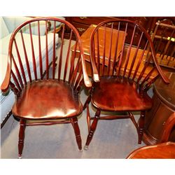 GROUP OF 2 SOLID WOOD SPINDLE ARMCHAIRS