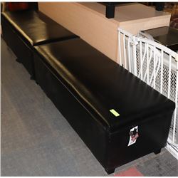 PAIR OF BLACK LEATHER STORAGE BENCHES