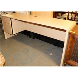 LIGHT MAPLE TONE NEW OFFICE DESK WITH 2 DRAWERS