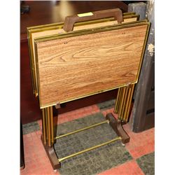 SET OF TV TRAYS WITH STAND