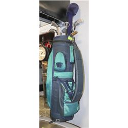 GOLF CLUBS, BAG AND STAND, TITLEIST IRONS