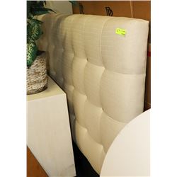 WHITE FABRIC KING SIZE HEADBOARD WITH ARTIFICIAL