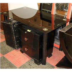 BLACK GLASS KITCHEN TABLE SOLD WITH WHITE ROUND