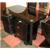 Image 1 : BLACK GLASS KITCHEN TABLE SOLD WITH WHITE ROUND