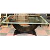 Image 1 : GLASS TOP DINING TABLE 42 X 67 W/ MISMATCHED BASE