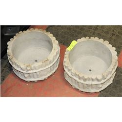 LOT OF 2 CONCRETE FLOWER POTS 10" WIDE