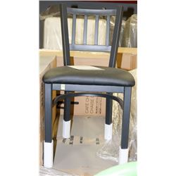 METAL AND BLACK LEATHERETTE CAFE CHAIR