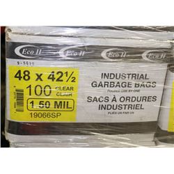 CASE OF 42.5X48" CLEAR INDUSTRIAL GARBAGE BAGS