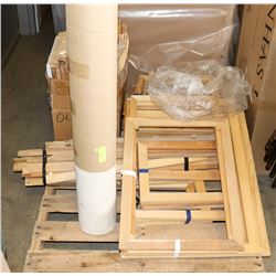 PALLET OF FRAMES AND CANVAS