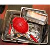 Image 1 : BOX OF ASSORTED KITCHEN ITEMS, TRAYS, UTENSILS AND