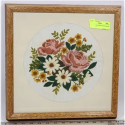 HANDMADE FRAMED NEEDLEWORK ART 14 X 14