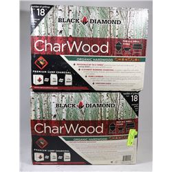 2 BOXES OF ORGANIC CHARCOAL CHAR WOOD.
