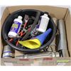 Image 1 : LARGE BOX OF AUTOMOTIVE TOOLS, PARTS &