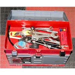 RED TOOL BOX FULL OF TOOLS.