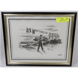 ORIGINAL CHARCOAL DRAWING SEASIDE SCENE 15 X 12