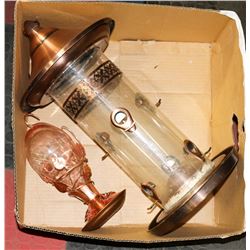 BOX W/2 COPPER & GLASS HANGING BIRD