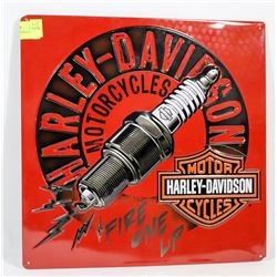 METAL HARLEY DAVIDSON SIGN 14.5"X14.5".