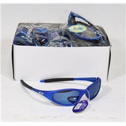 BOX OF OAKLEY STYLE OCEAN BLUE DESIGNER SUNGLASSES