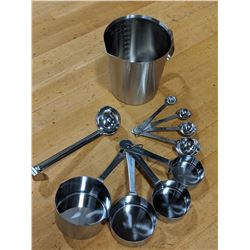 STAINLESS MEASURE SET - LOT OF 9 PIECES