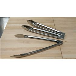12" STAINLESS EXTRA HEAVY DUTY TONGS - LOT OF 3