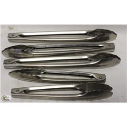 LOT OF 5 NEW ASSORTED STAINLESS STEEL TONGS