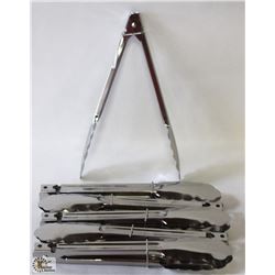 SET OF 6 - 9 INCHES SS TONGS LT GAUGE 0.5MM