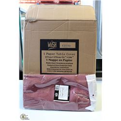 CASE OF 30 BURGUNDY TISSUE TOP TABLECLOTHS