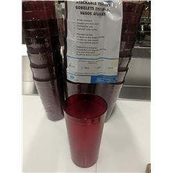 12OZ RED PLASTIC TUMBLERS - LOT OF 36
